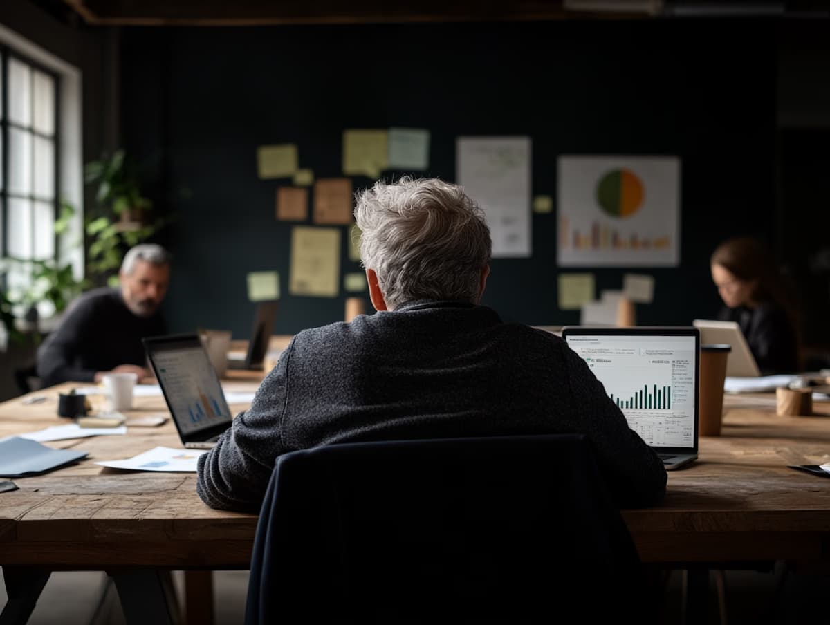 Client working at desk